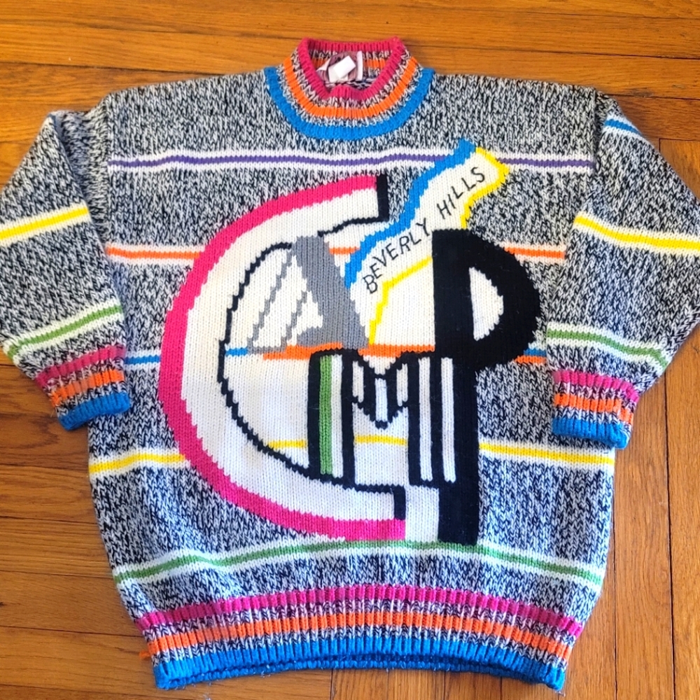 Colorful Graphic  vintage Beverley Hills Sweater. REASONABLE OFFERS WELCOMED